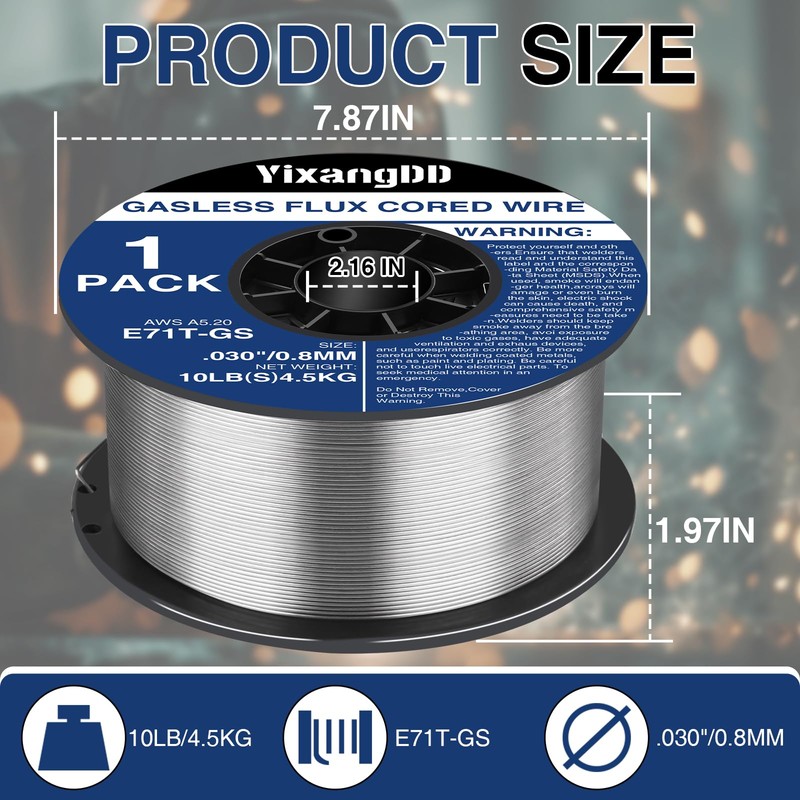 1-Pack 0.030" Flux Core Welding Wire, E71T-GS Low Splatter Gasless