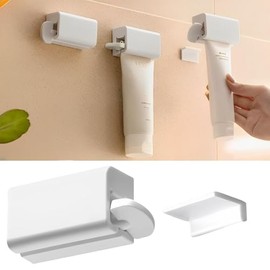 fogman Tube Squeezer Toothpaste Holder Dispenser Hanging No Drilling Lavatory (White - 1 Piece)