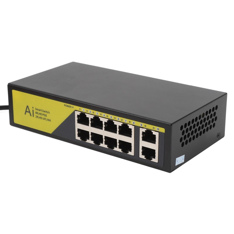 AI POE Switch 8 POE Ports and 2 Uplink 100Mbps