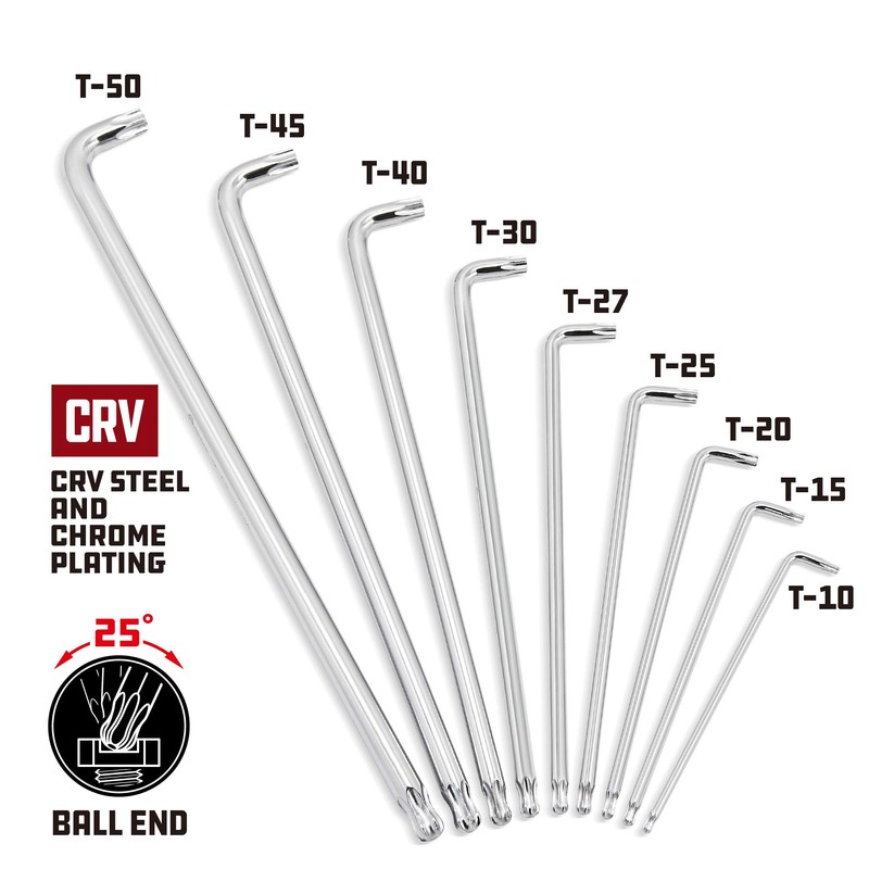 Powerbuilt 9 Piece Star Stubby Long Arm Ball End Hex