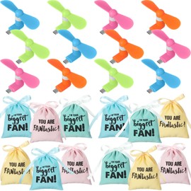 Retisee 12 Pack Mini Phone Fan Bulk USB C with Gift Bag Portable Phone Fan Tablet Fit for Type C Colorful Powerful Summer Accessories