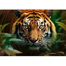 Trefl Tigre Salvaje 1000 Piezas Rompecabezas Rojo 68x48 cm Impresión de Alta Calidad, Puzzle DIY, Diversión Creativa, Puzzle Clásico para Adultos y