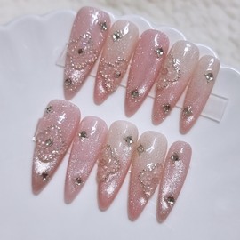 Lucky Spring Handmade Nail Tips - Long Ballerina / 럭키 스프링 수제네일팁 - 롱발레리나