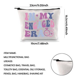 WCGXKO Fiance Merchandise in My Engaged Era Makeup Bag Zipper Bag Bachelorette Party Gift Engagement Gift Bride Toiletry Bag (Engaged Era CA)