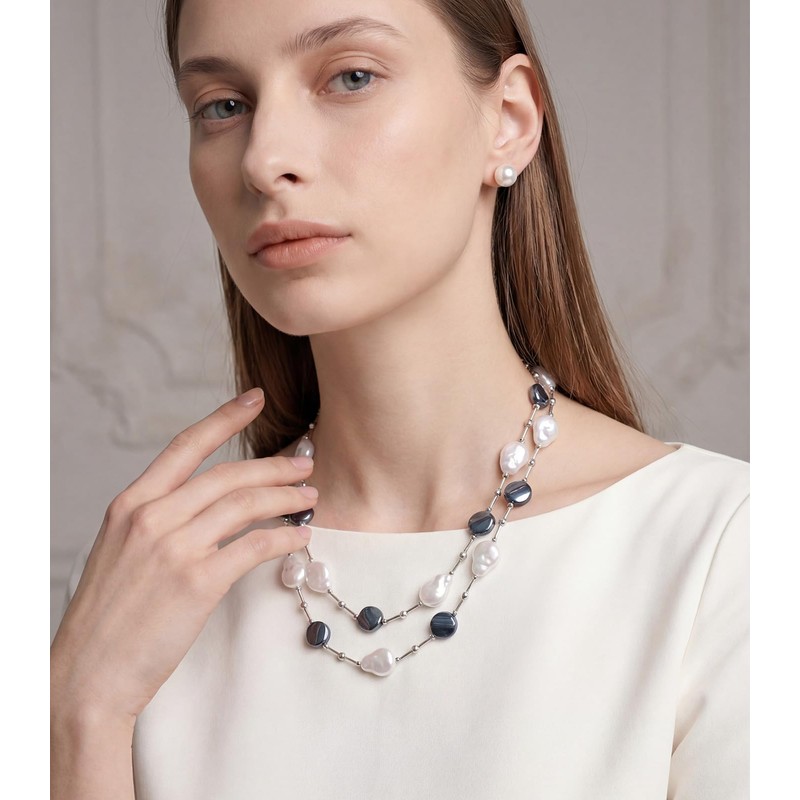 Errally Beaded Long Necklace and Earring Sets for Women Long