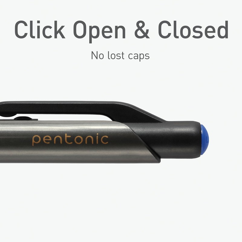 Pentonic GR-T Retractable Gel Pens, 10 Count, Blue Ink, 0.7