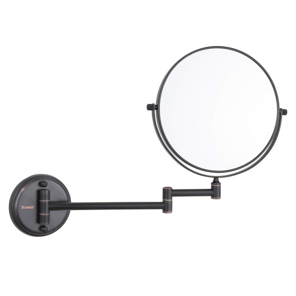DOWRY Wall Mounted Magnifying Makeup Mirror with 10x Magnification, Oil Rubbed Bronze, 8 Inch Double-Sided Swivel Makeup Mirror Wall, 12 Inch Extension