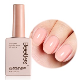 Beetles Nude Gel Nail Polish - 15ML Nude Pink Natural Gel Polish Nail Concealer Jelly Gel Nail Polish Soft Sheer Nail Polish Soak Off UV Nail Lamp French Nail Art Manicure Gift for Women