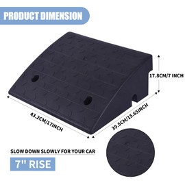 BESEA 2Pack Rubber Curb Ramp 7" inch High 17" Length for Driveway Curb Ramp, Car, Motorycle, Loading Dock, Truck, Pickup Truck, Threshold Ramp(2Pack, 7 INCH Rise)