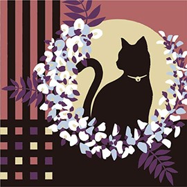 Yu-soku Furoshiki - Paño de Tela Japonesa Tradicional para Gatos Que se reúnen en Primavera y Noche