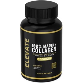 Elevate Supplements 100% Marine Collagen (Type 1), 60 Capsules | Added Hyaluronic Acid, Vitamin C & Biotin for Skin, Hair, Nail, Joint & Nervous System Support | Multi-Benefit Beauty Supplement