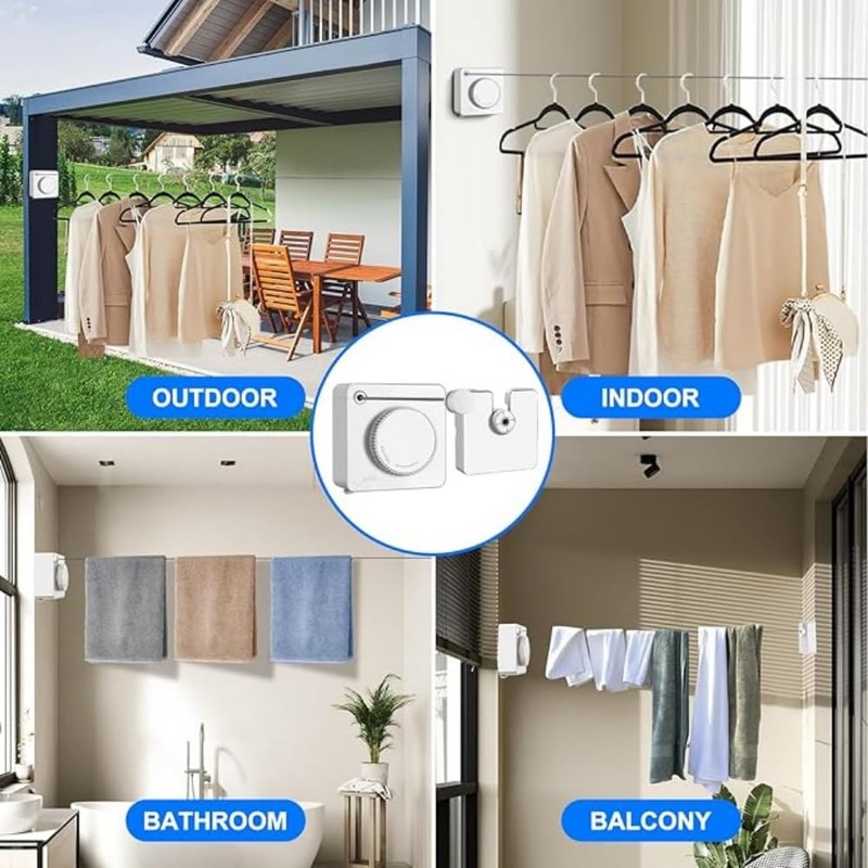 Retractable Clothesline Indoor, Non-Sagging Clothes Line Indoor & Outdoor,15.7Ft Heavy