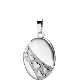 Oval Locket with Hearts 925 Silver Mother's Day Valentine's Day Love Jewellery Amulet from Haus der Herzen® with Jewellery Case, Sterling Silver