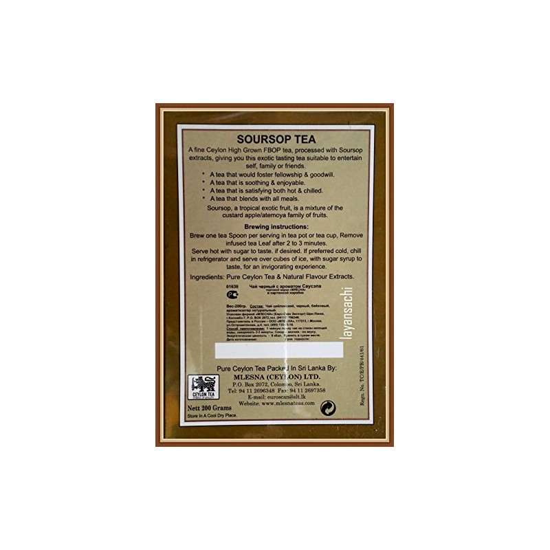 Mlesna Pure Ceylon Soursop Black Tea Loose Tea Boxes. 200g