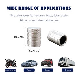 povtii 4 PCS Car Tire Valve Stem Caps, Aluminum Anti Corrosion Tire Air Caps with with Plastic Seal, Universal Leakproof Tyre Stem Cover, Car Accessories for Truck Bike Motorcycle (Silver)