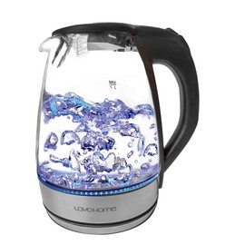 1.7L Cordless Glass and Stainless Steel Electric Hot Water Tea Kettle with Blue LED