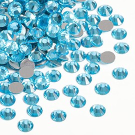 beadsland Diamantes de imitación de cristal con parte trasera plana, gemas redondas, aguamarina (4.6-4.8mm) SS20/1440 piezas