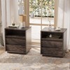 Tatub 20''W Dark Rustic Oak Nightstands Set of 2, Wooden