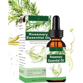 Aceite Esencial de Romero para Cabello | 100% Puro Orgánico para el Cuidado de la Piel , Cejas, Pestañas, Barba - Nutre el cuero cabelludo