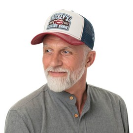 FWS Boxing Barn Trucker Cap Baseball Cap Trucker Cap Mesh Cap Men's Snapback with Peak Summer Spring Summer, blue-white