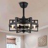 18.5" Black Caged Ceiling Fan with Light, Reversible Motor, 6