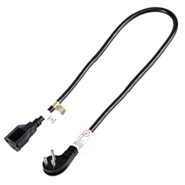 ExtensionPro1875W Flat Plug 3Ft Extension Cord 15A for Home Appliance Black (1, 黑色)