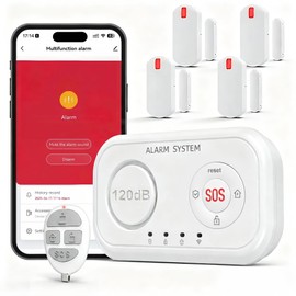 Home Security System Wireless, Smart WiFi Alarm System DIY Kit with 120dB Siren, Door Window Sensors & Remote Control, App Alerts, Works with Alexa & Google Home, No Monthly Fee for House Apartment