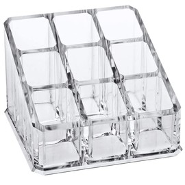 eKsdf 9 Sections Lipstick Lip Gloss Organiser, Transparent Acrylic Lipstick Holder, Cosmetics, Make-Up Storage for Bathroom, Dressing Table