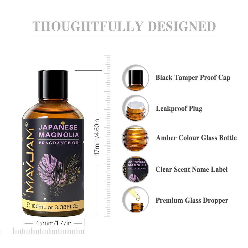 MAYJAM 100ML/3.38FL.OZ Japanese Magnolia Fragrance Oils with Glass Dropper, Essential