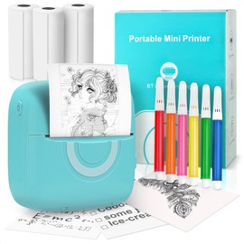 Mini Thermal Printer for Stickers - Portable Thermal Printer Mini Thermal Label Printer Mini Photo Printer Mini Sticker Printer with 3 Rolls of Small Thermal Printer Paper - Mini Picture Printer