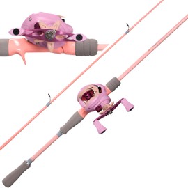Kilitn Fishing Rod and Reel Combo, Pink Color Baitcasting Combo Baitcast Reel, 2-Piece Baitcaster Rod, Durable Fiberglass with Comfortable EVA Handle for Girl, Woman, or Beginner (Casting Right 6FT)