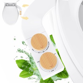 Terapaton Toilet Bidet With Left/Right Side Reversible Design, Fresh Water, Non-Electric, Toilet Bidet Attachment, Right/Left Hand Side with Dual Nozzle, Self-Clean, Easy to Install (Bamboo Knob)
