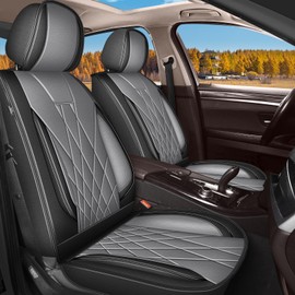 RAWAKORW for Jeep Compass Seat Covers 2012-2023 2024 2025, Front Seats, Waterproof Seat Protector, Ergonomic Waist Support, for Jeep Compass Accessories, Black&Grey