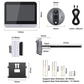 Peep Hole Camera for Front Door WiFi, Peephole Camera for Apartment Door, 4.3 Inch LCD Screen Motion Detection 1080P Peep Cam Door Viewer with Monitor, Digital Door Viewer Camera Wireless
