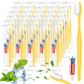 MAGDIY Disposable Toothbrush with Toothpaste 10 Pack, Travel Toothbrushes Bulk Set, Travel Size Toiletries, Individually Wrapped, Hygiene Kits for Homeless Shelters, Nursing Homes, Hotels & Charity
