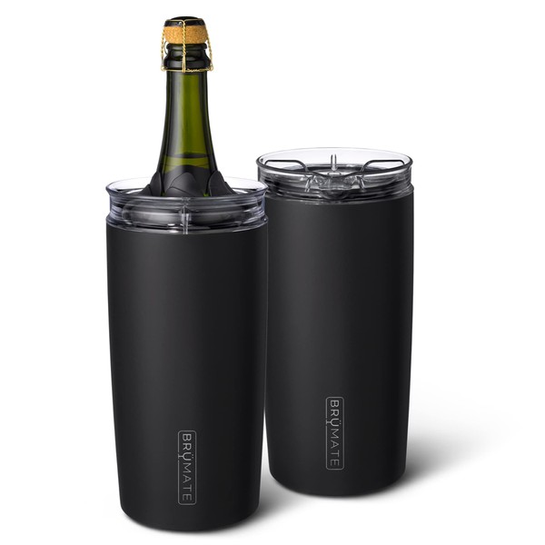 BrüMate Togosa 2-in-1 Wine Chiller Bucket or Champagne Bucket & 100% Leakproof Pitcher | Portable Cooler Fits Most Wine, Champagne, & Liquor Bottles | Perfect Wine Gifts | 49oz (Matte Black)