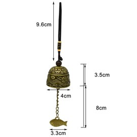 3 Pieces Feng Shui Copper Bell Fish Bell Dragon Bell Good Luck Protection Amulet Accessory Retro Brass Bell Charm Pendant Car Hanging Decoration Feng Shui Goods Good Luck Sound Cute Ornament