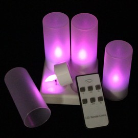 EuroFone flameless LED Candle Light, 4 flameless LED Candle Lights with Remote Control, Realistic Flame Flashing, Ideal for Parties/Wedding/Birthdays/Holidays (Purple)