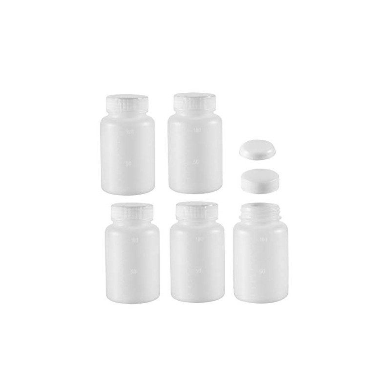 sourcing map Plastic Lab Chemical Reagent Bottle 100ml/3.4oz Wide Mouth
