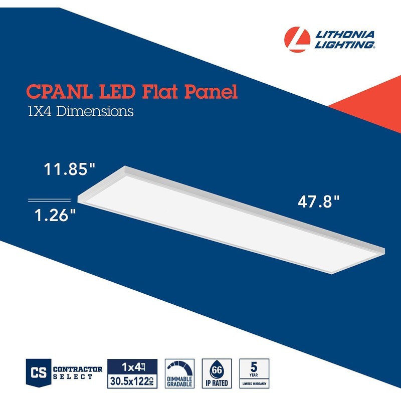 Lithonia Lighting CPANL 1x4 LED Flat Panel Light, 1 Ft.