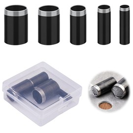 Eyelet Punch, Set of 5, Round Shape, Leather Punch, Hollow, Perforation, Leather Craft, Die Cut Punch, Neat Cut, Wristwatch, Wallet, Leather Treatment, Belt Hole Punch, Clear Case Included, Black