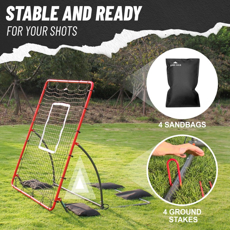 Heavy Duty Baseball Rebounder Net 4x4.5 FT Pitchback with 3