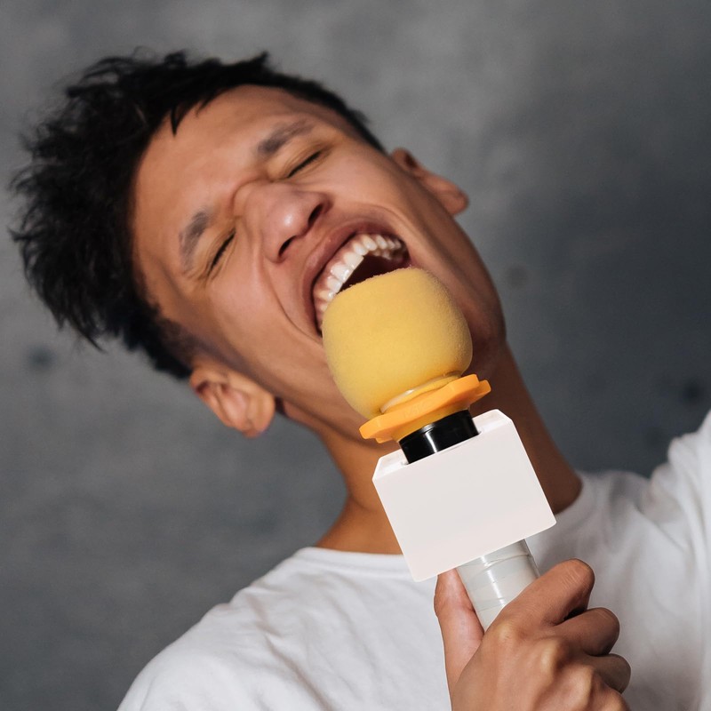 Tinksky Microphone Flag Station Logo ABS Portable Square Cube Shaped