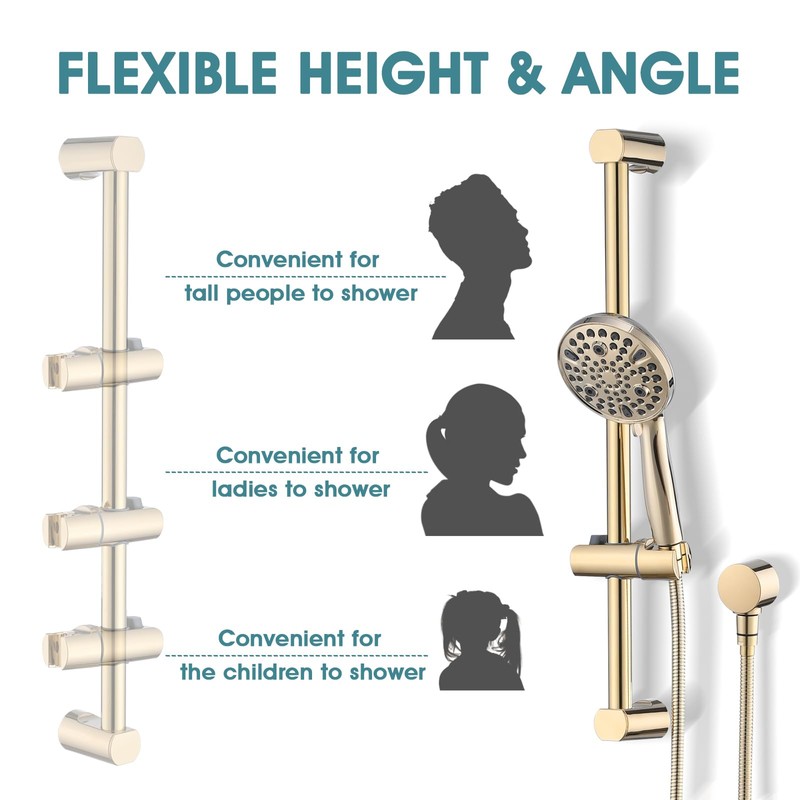 LOCALAND Hand Shower with Slide Bar, High Pressure 10 Setting