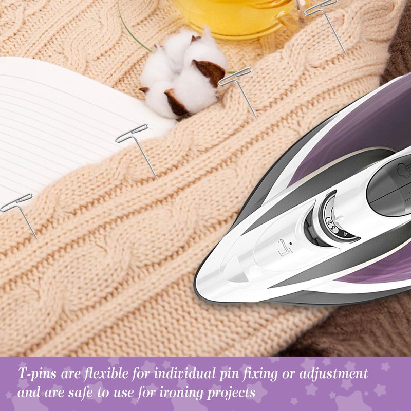 JABNOW Comb Needles Knitting Blockers Knitting Set with 50 T-Needles,