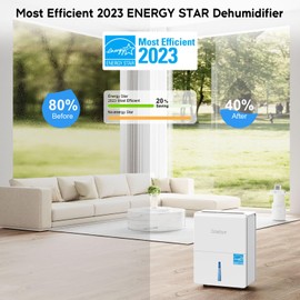 Gasbye 3200 Sq. Ft. Energy Star Dehumidifier for Basement with Drain Hose, Max 95 Pints/Day Dehumidifier for Large Room, Powerful Humidity Control, Easy Drainage, Auto-restart, White