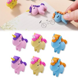 GGUFAY Eraser Set, Unicorn, Children's Birthday Gift, for Children, School Supplies, Stationery, Cool Things, Pack of 6