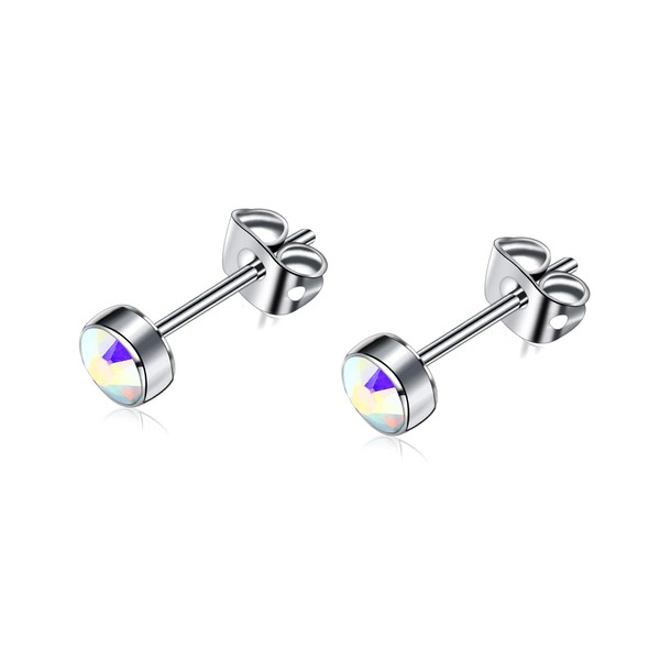 Artskin G23 Titanium Crystal Stud Earrings for Women Men Girls