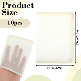 Piriuuo Pack of 10 Spice Bags, 15 x 10 cm Spice Bags with Drawstring Spice Bags for Cooking Reusable Tea Bags for Self-Filling Cotton Bags for Loose Tea, Coffee, Spices, Filters