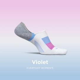 Feetures Everyday Women's Ultra Light No Show Socks - Heel Gripper Women's Socks with iWick Fibers -Small, Boardwalk Violet